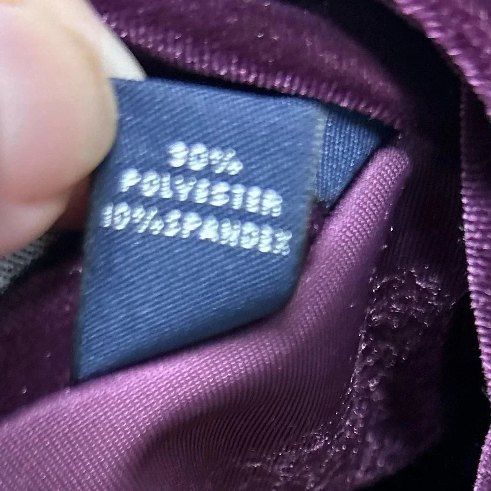 Lands' End  Women’s 14W Purple Velvet Ruched V Neck‎ Top Whimsigoth Witchy - Picture 12 of 13